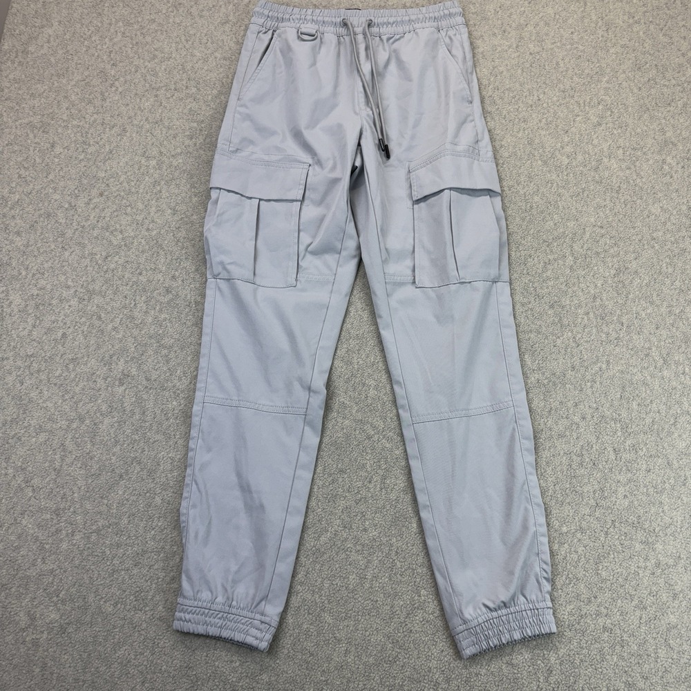 Tahari Women's Small Gray Cargo Jogger Pants Lightweight Drawstring Utility